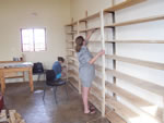 Estelle installing library shelving